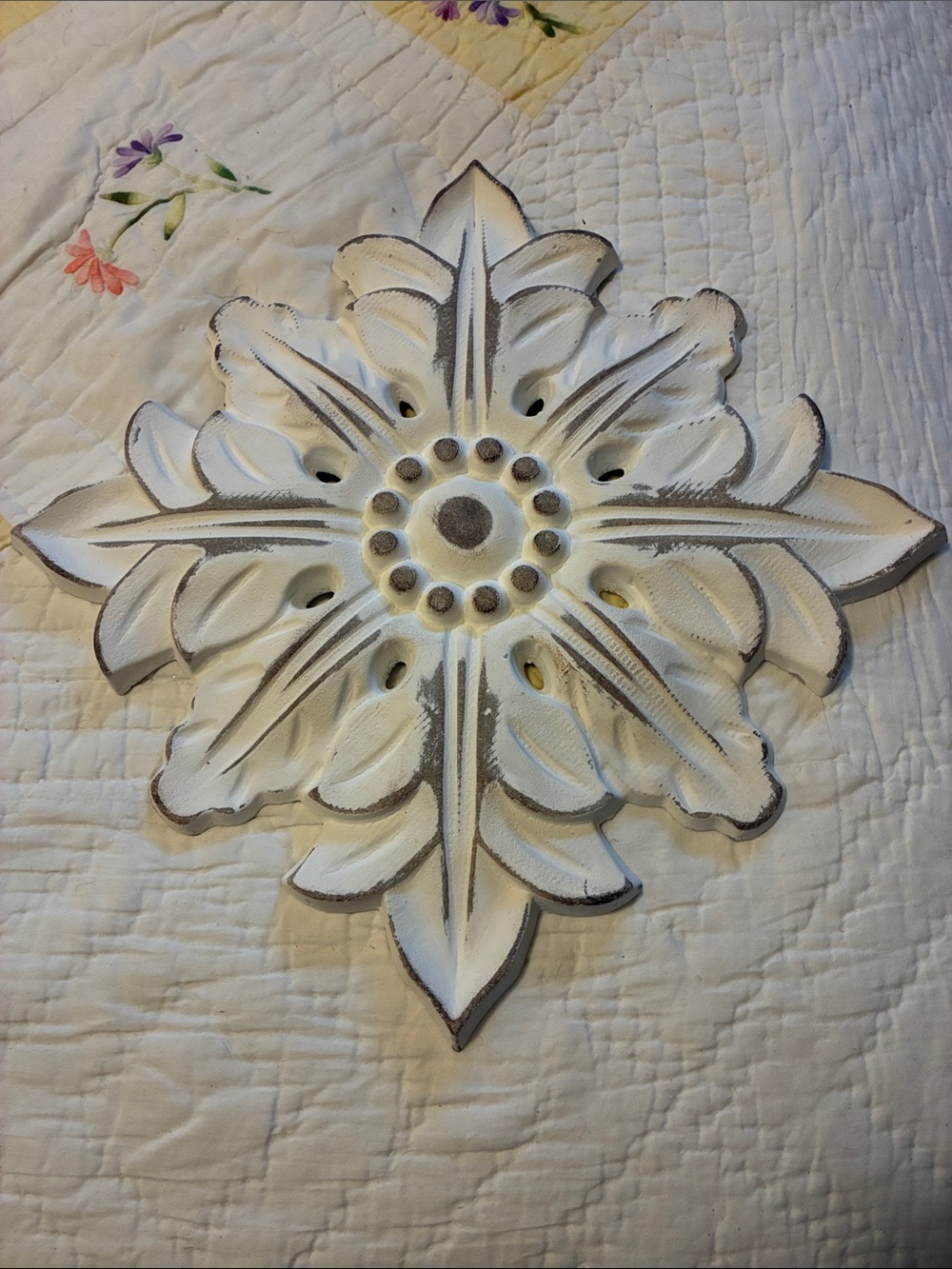 Hobby Lobby White Distressed Floral Wall Medallion